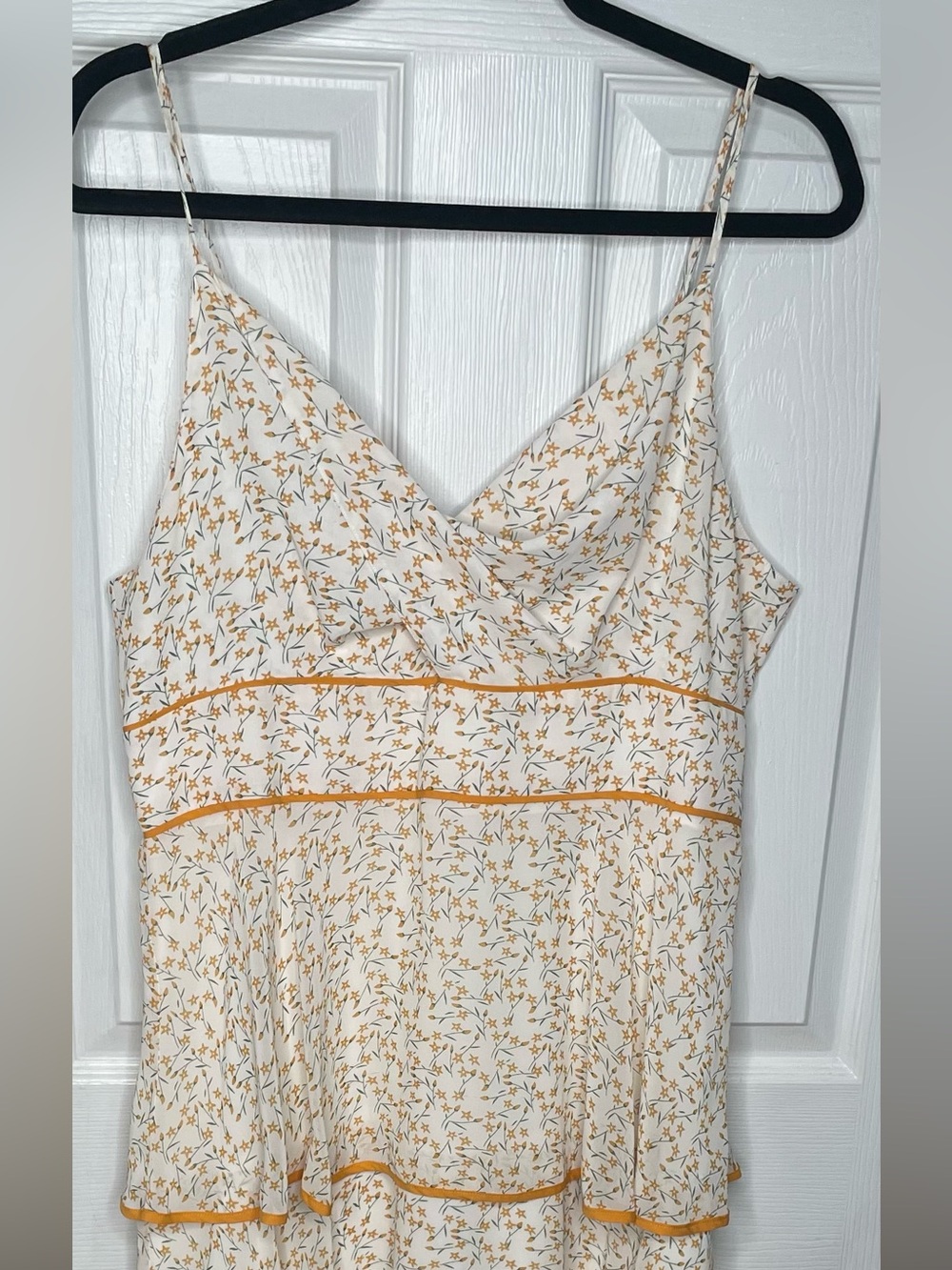 Floral Spaghetti Strap Maxi Dress in Cream and Mustard
